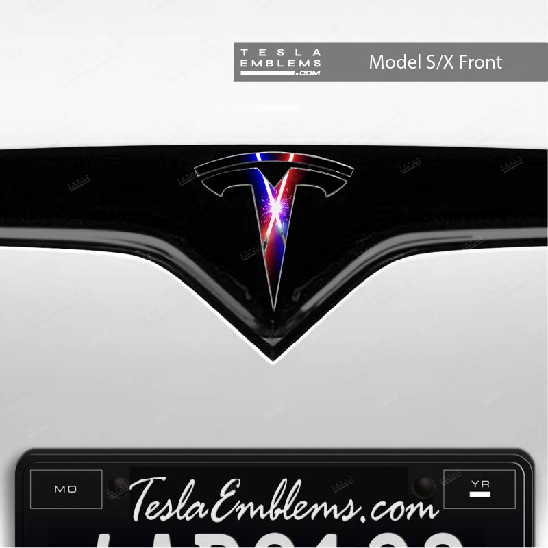 Lightsaber Clash Tesla Emblem Decals (Front + Back)