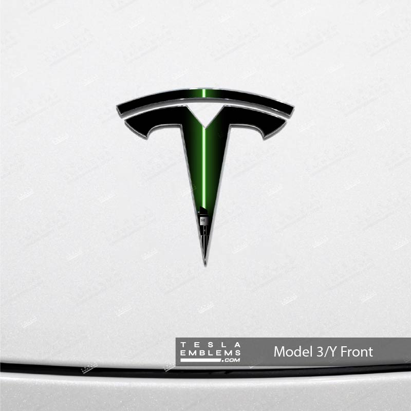 Green Lightsaber Tesla Emblem Decals (Front + Back)