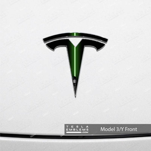 Green Lightsaber Tesla Emblem Decals (Front + Back)