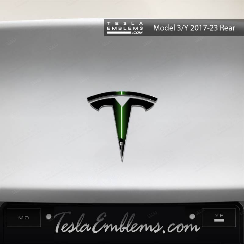 Green Lightsaber Tesla Emblem Decals (Front + Back)