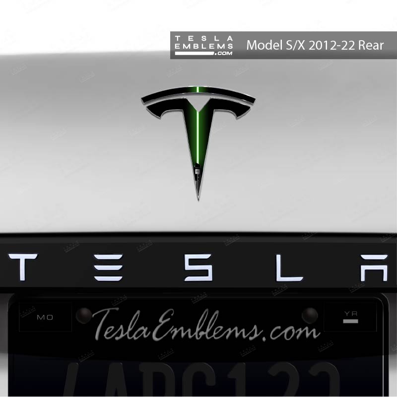 Green Lightsaber Tesla Emblem Decals (Front + Back)