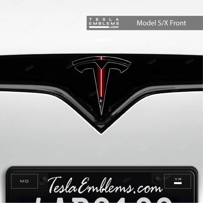 Red Lightsaber Tesla Emblem Decals (Front + Back)