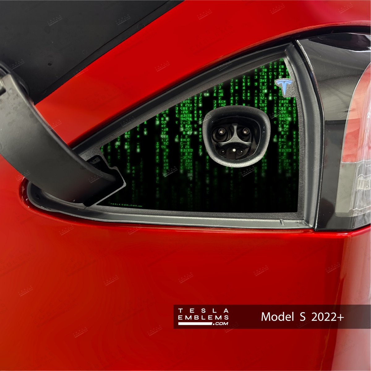 Digital Rain Matrix Code Charge Port Wrap | Model S