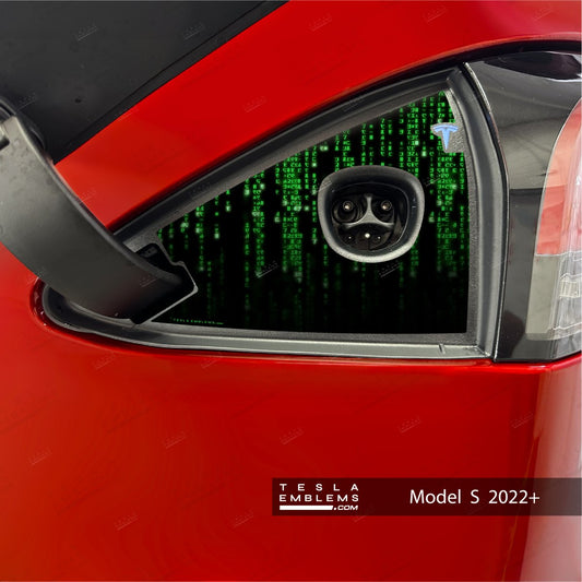 Digital Rain Matrix Code Charge Port Wrap | Model S