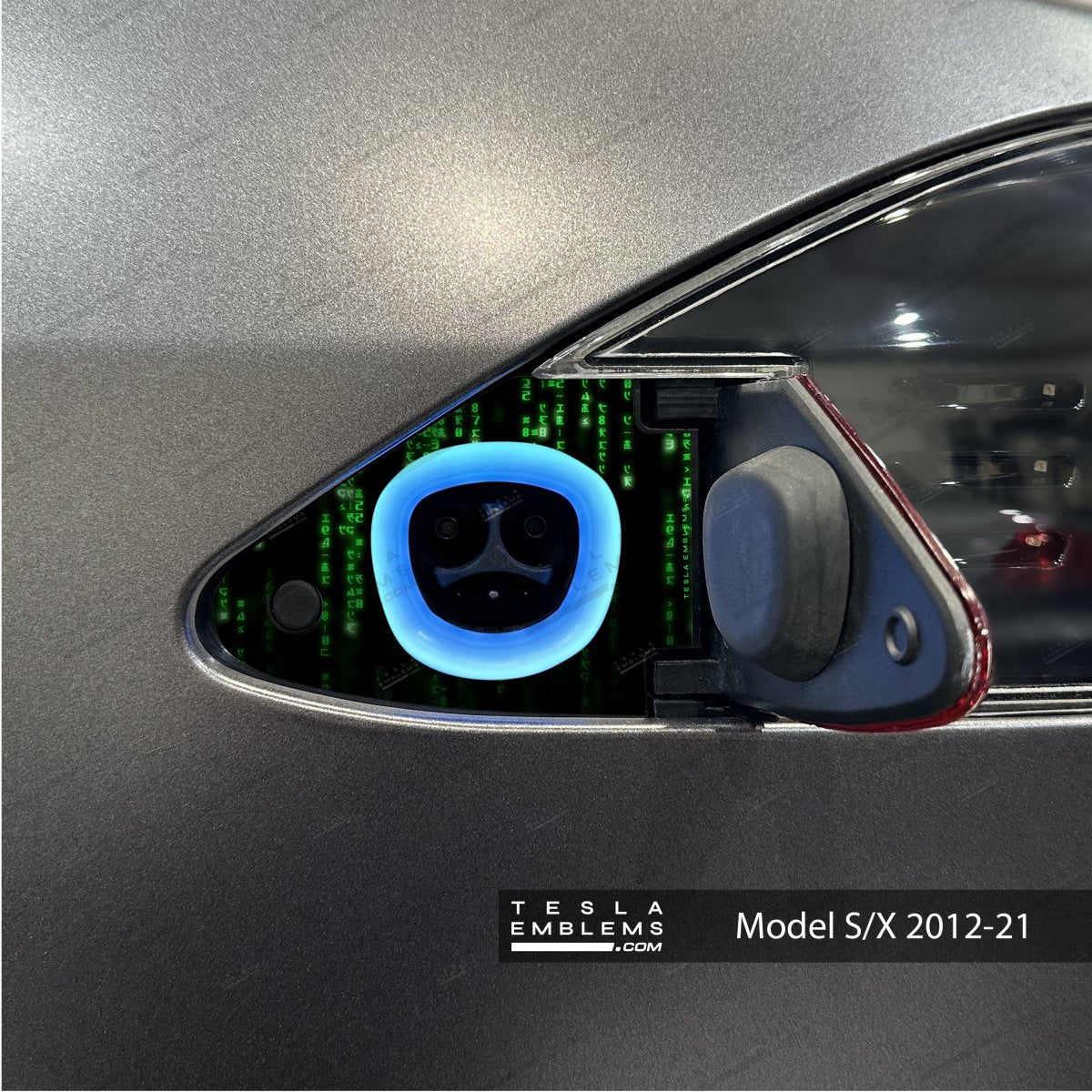 Digital Rain Matrix Code Charge Port Wrap | Model S