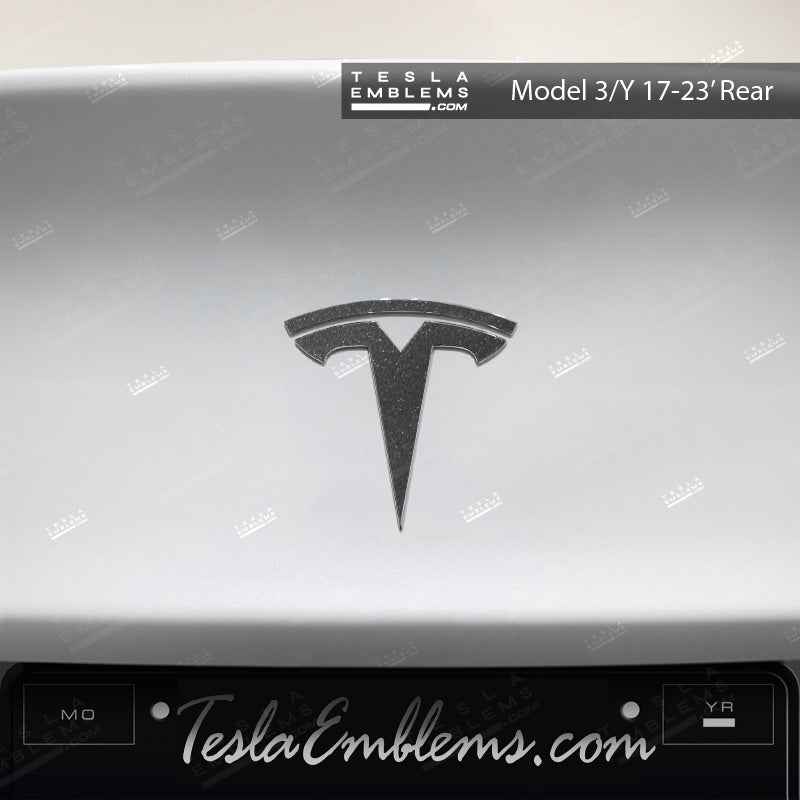 3M Matte Black Metallic Tesla Emblem Decals (Front + Back)