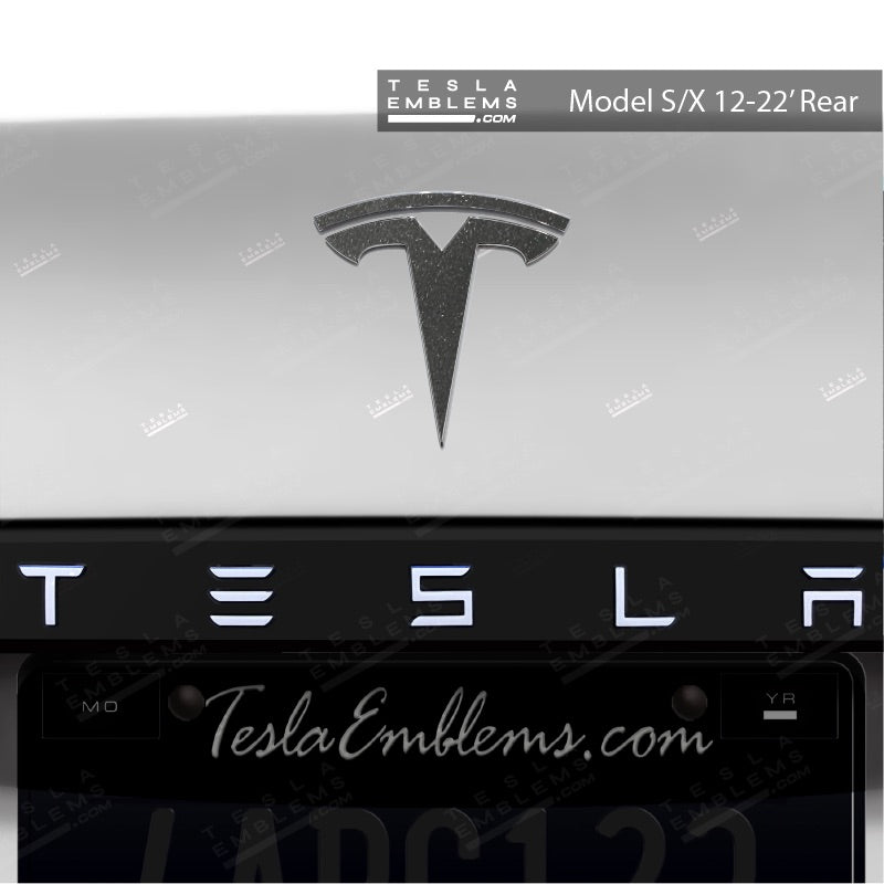 3M Matte Black Metallic Tesla Emblem Decals (Front + Back)