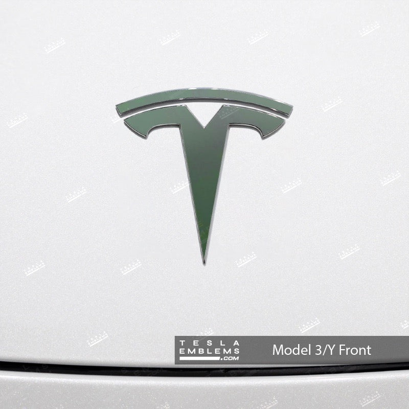 3M Matte Military Green Tesla Emblem Decals (Front + Back)