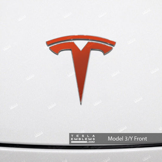 3M Matte Red Tesla Emblem Decals (Front + Back)