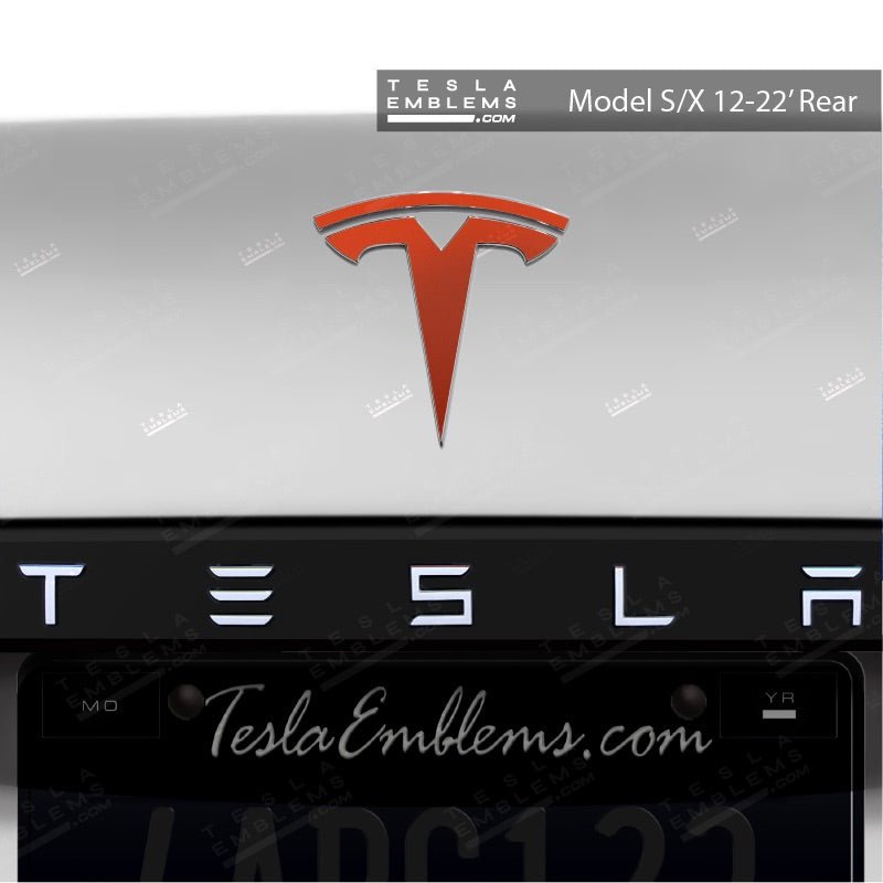 3M Matte Red Tesla Emblem Decals (Front + Back)