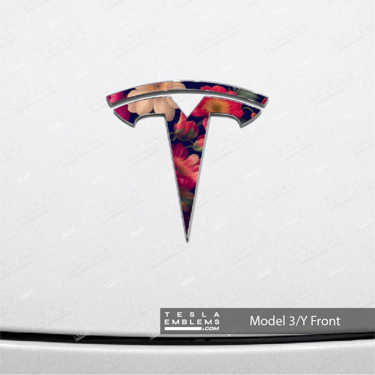 Midnight Bloom Tesla Emblem Decals (Front + Back)