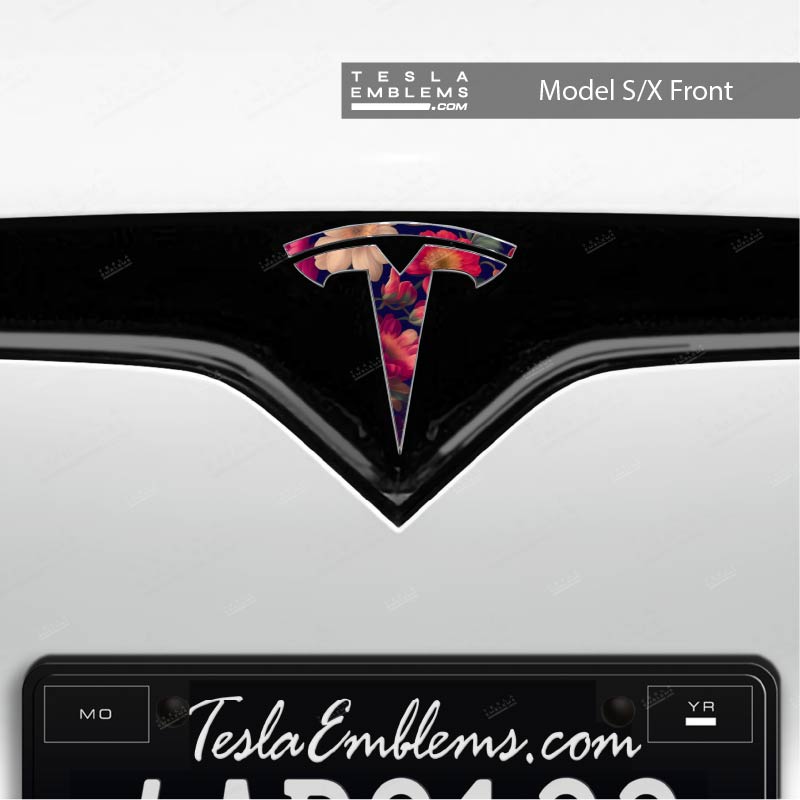 Midnight Bloom Tesla Emblem Decals (Front + Back)