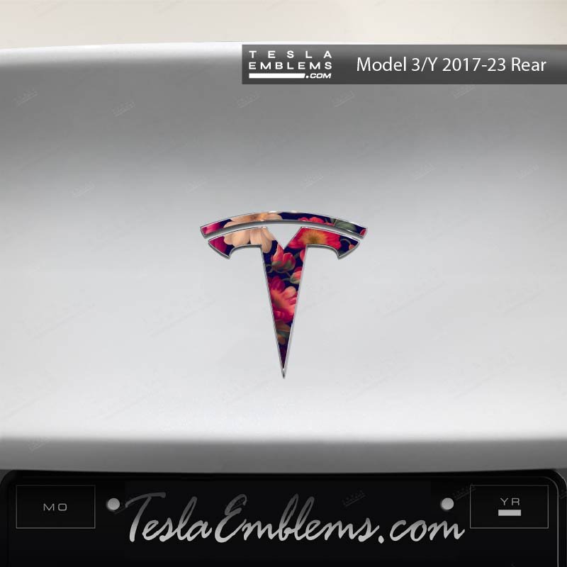 Midnight Bloom Tesla Emblem Decals (Front + Back)