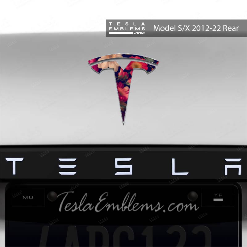 Midnight Bloom Tesla Emblem Decals (Front + Back)