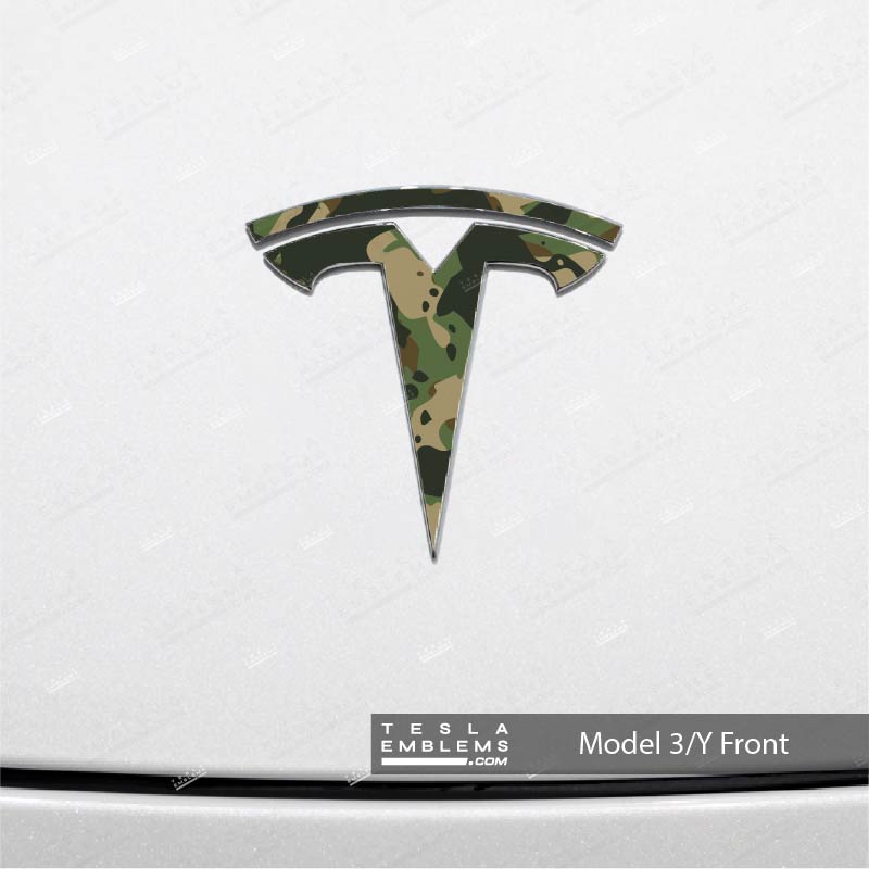 Camo Tesla Emblem Decals (Front + Back)