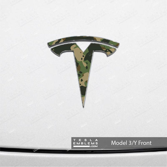 Camo Tesla Emblem Decals (Front + Back)