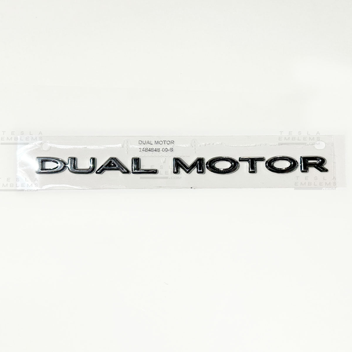 "Dual Motor" Chrome - Genuine OEM Original Tesla Factory Emblems | Rear Trunk Badging for Model 3/Y/S/X Cybertruck