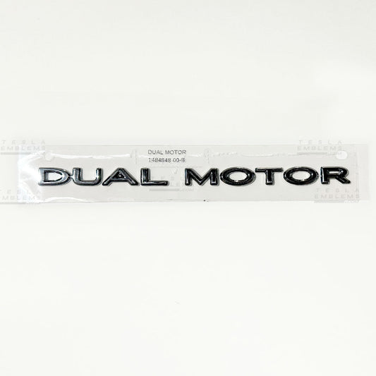 "Dual Motor" Chrome - Genuine OEM Original Tesla Factory Emblems | Rear Trunk Badging for Model 3/Y/S/X Cybertruck