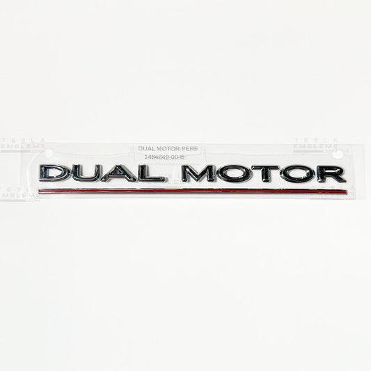 "Dual Motor Performance" Chrome - Genuine OEM Original Tesla Factory Emblems | Rear Trunk Badging for Model 3/Y/S/X Cybertruck