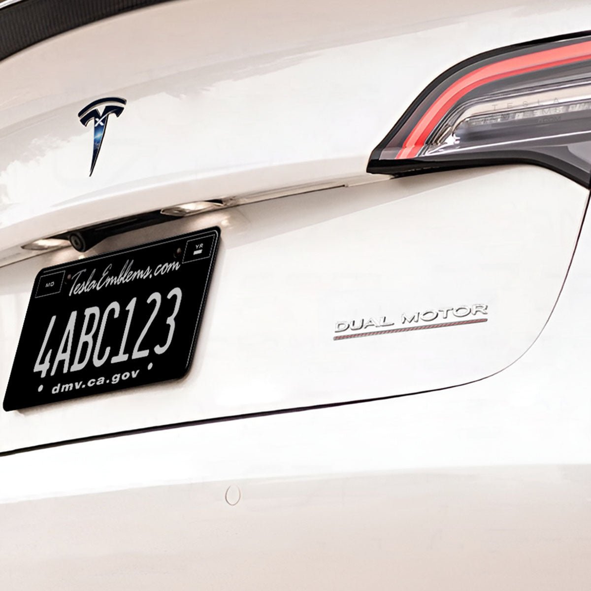 "Dual Motor Performance" Chrome - Genuine OEM Original Tesla Factory Emblems | Rear Trunk Badging for Model 3/Y/S/X Cybertruck