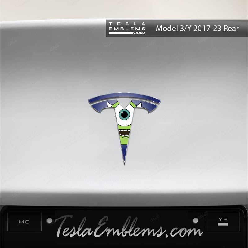 Monsters Inc Mike Tesla Emblem Decals (Front + Back)