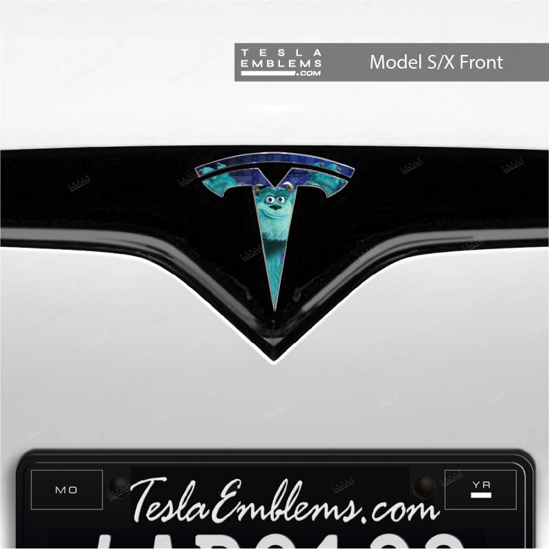 Monsters Inc Sully Tesla Emblem Decals (Front + Back)
