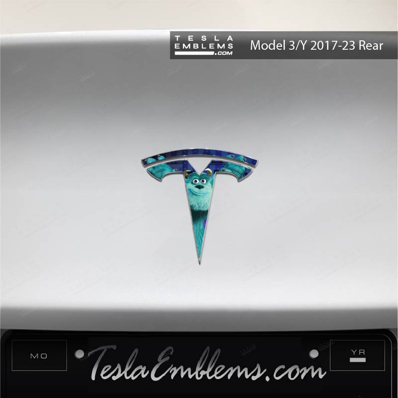 Monsters Inc Sully Tesla Emblem Decals (Front + Back)