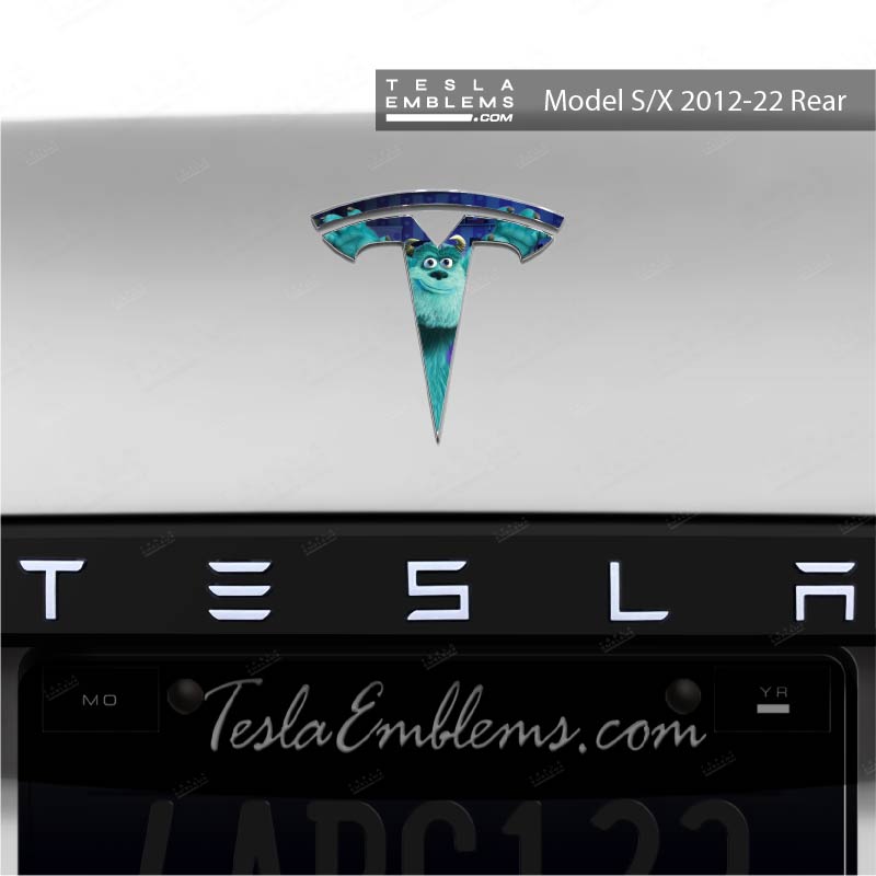 Monsters Inc Sully Tesla Emblem Decals (Front + Back)