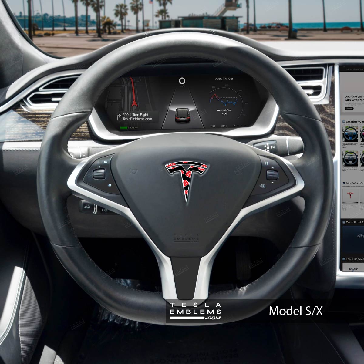 Naruto Akatsuki Tesla Steering Wheel Emblem Decal