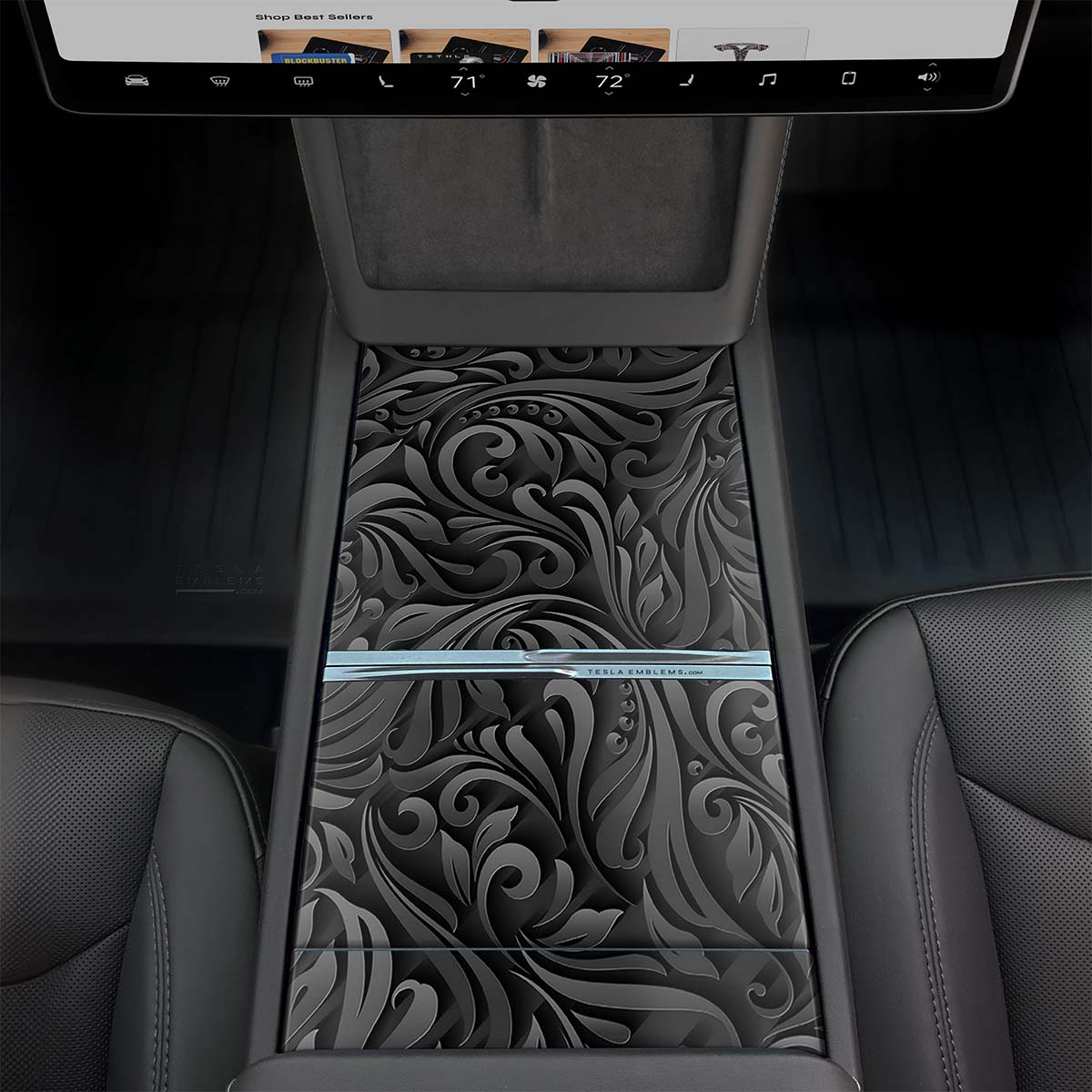 Nocturnal Petals | Tesla Center Console Wrap Kit | MY 2026+ "Juniper"