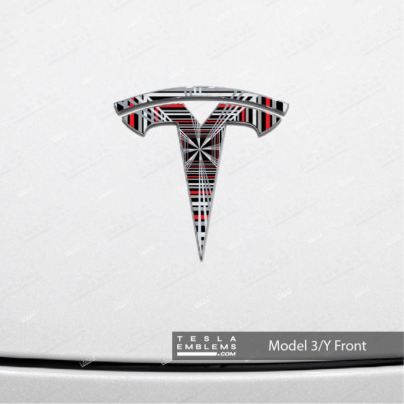 Plaid Tesla Emblem Decals (Front + Back)