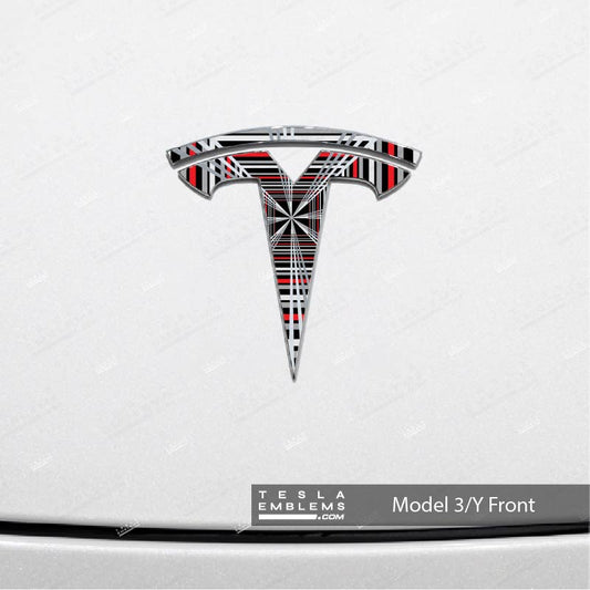Plaid Tesla Emblem Decals (Front + Back)