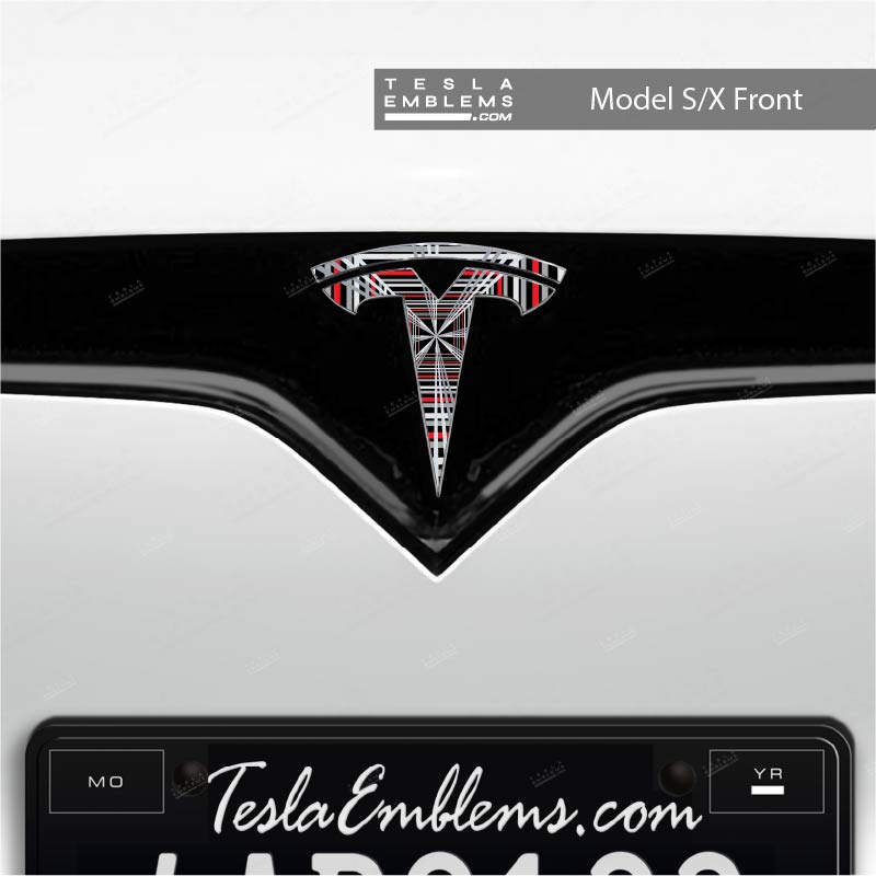 Plaid Tesla Emblem Decals (Front + Back)