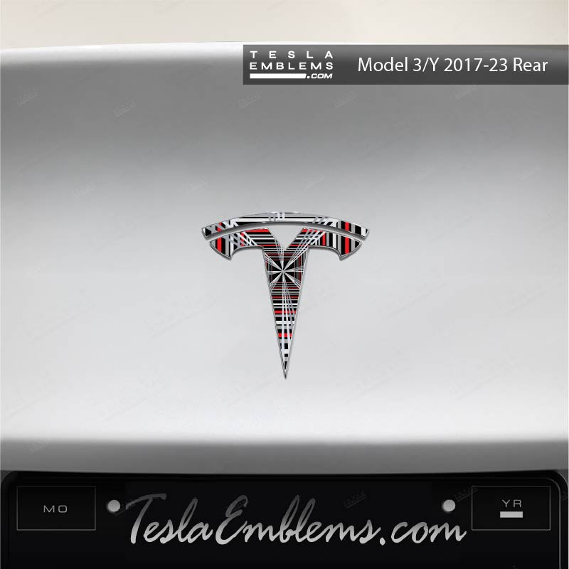 Plaid Tesla Emblem Decals (Front + Back)