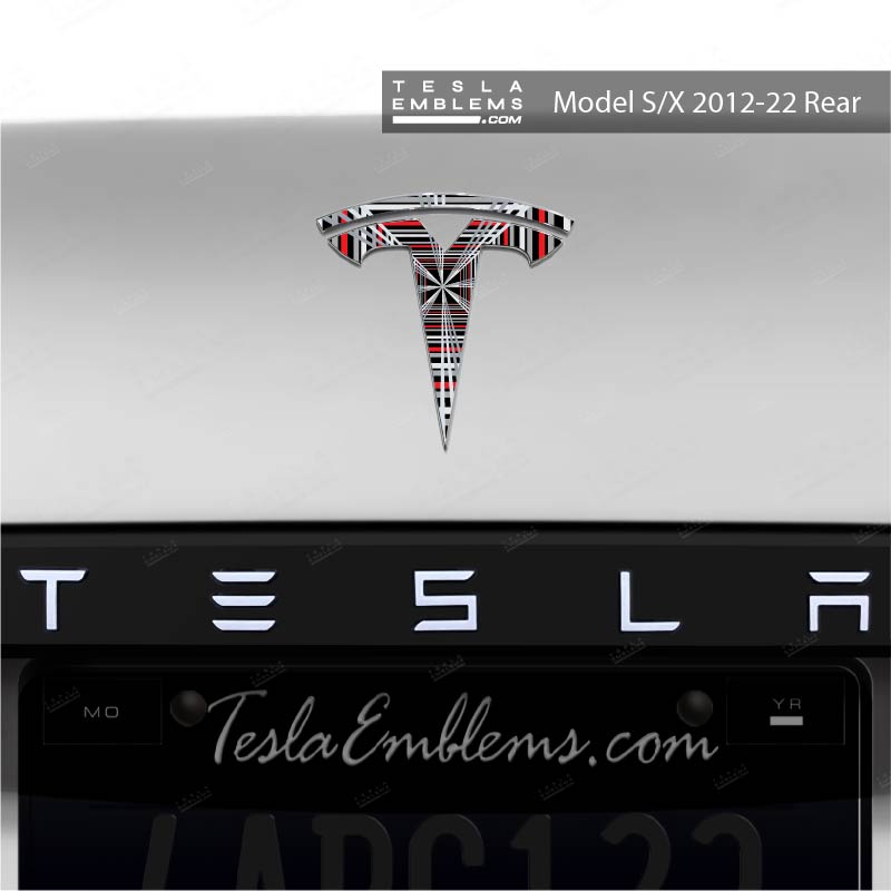 Plaid Tesla Emblem Decals (Front + Back)