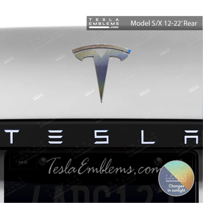 3M Satin Psychedelic Flip Tesla Emblem Decals (Front + Back)