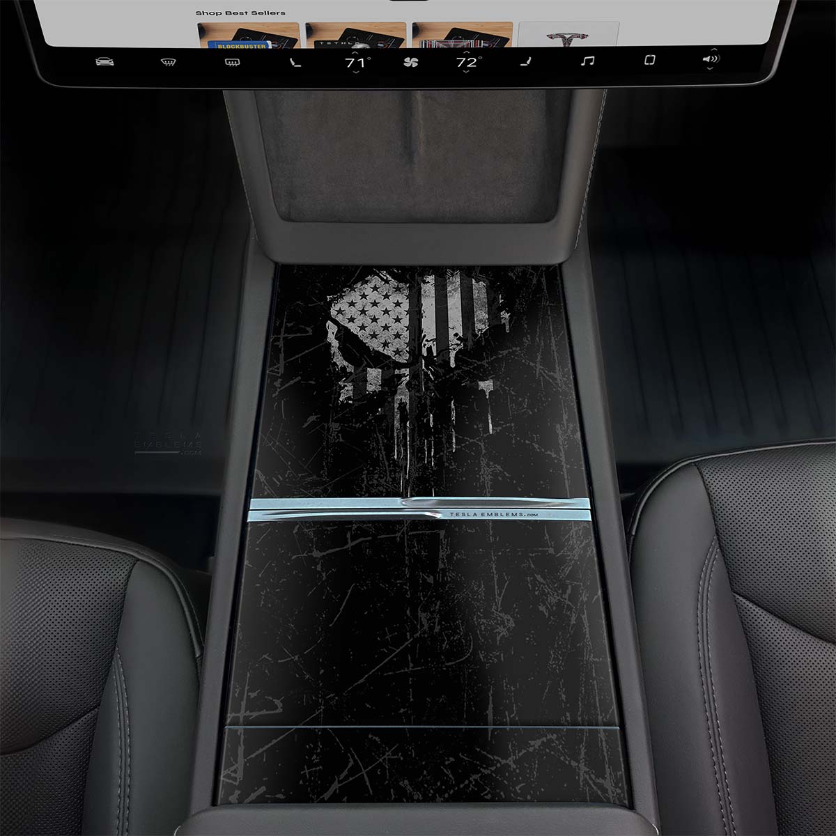 Punisher Skull | Tesla Center Console Wrap Kit | MY 2026+ "Juniper"