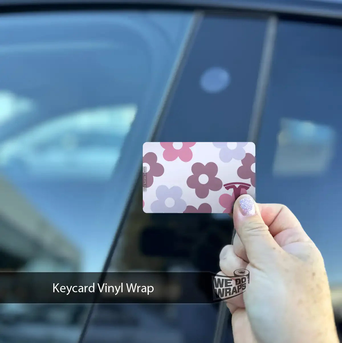 Purple Floral Tesla Keycard Decal