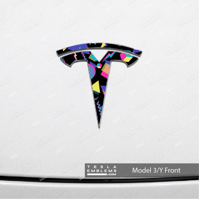Rad 80's Tesla Emblem Decals (Front + Back)