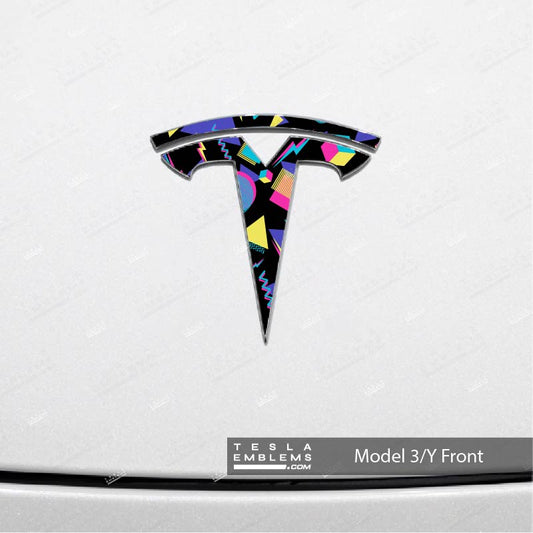 Rad 80's Tesla Emblem Decals (Front + Back)