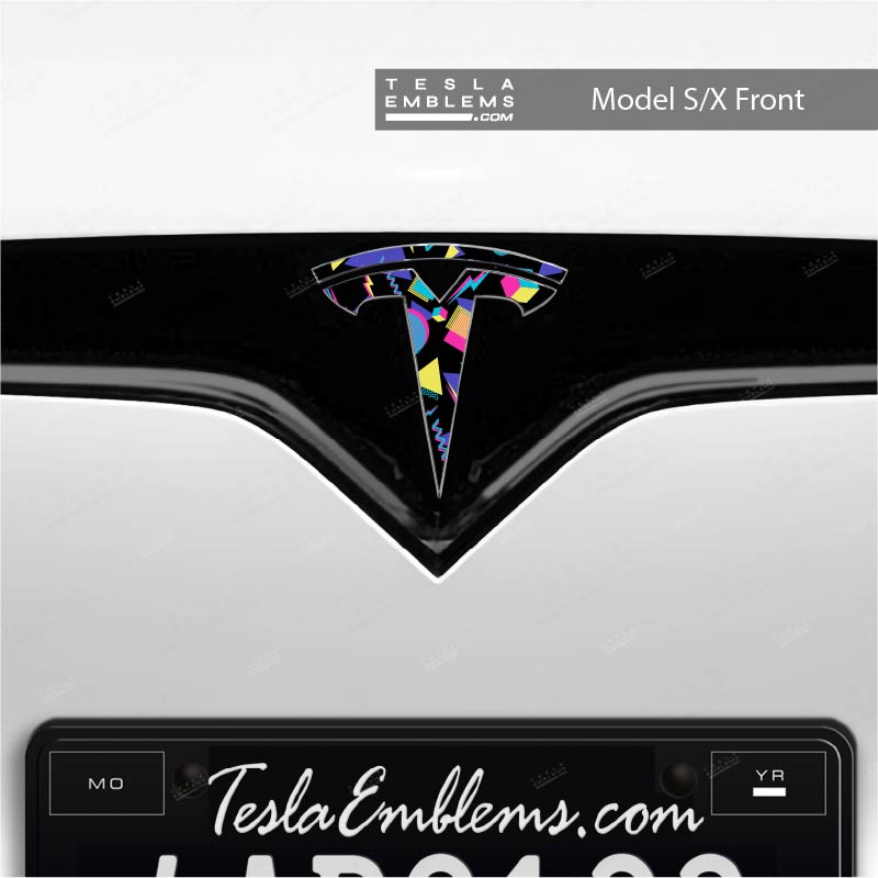 Rad 80's Tesla Emblem Decals (Front + Back)
