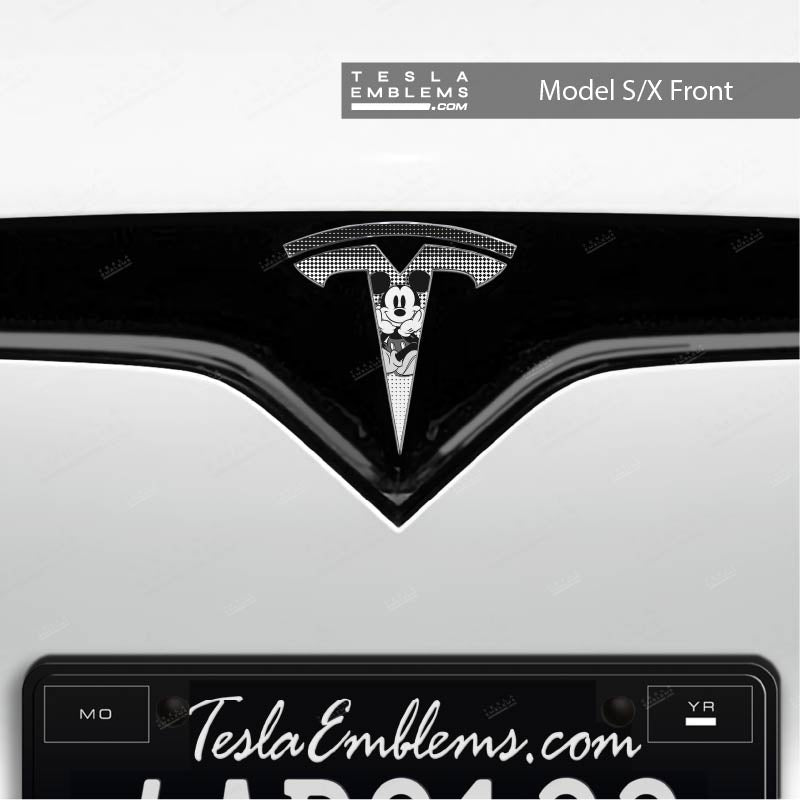 Retro Mickey Tesla Emblem Decals (Front + Back)