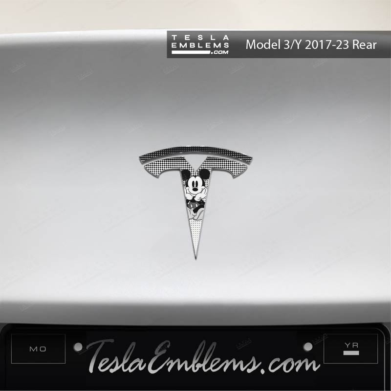 Retro Mickey Tesla Emblem Decals (Front + Back)