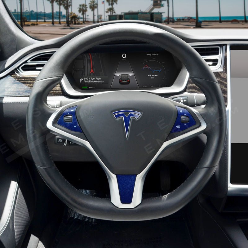 3M Gloss Fire Blue Tesla Steering Wheel Trim Decal Kit (4pcs)