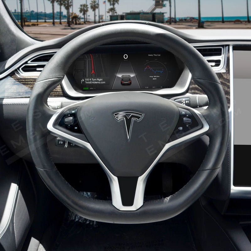 3M Gloss Black Tesla Steering Wheel Decals (4pcs)