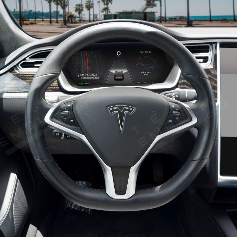 3M Matrix Black Tesla Steering Wheel Trim Decal Kit (4pcs)