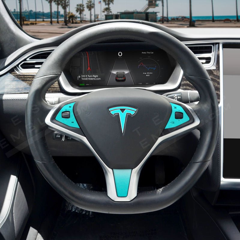 3M Satin Key West Tesla Steering Wheel Trim Decal Kit (4pcs)