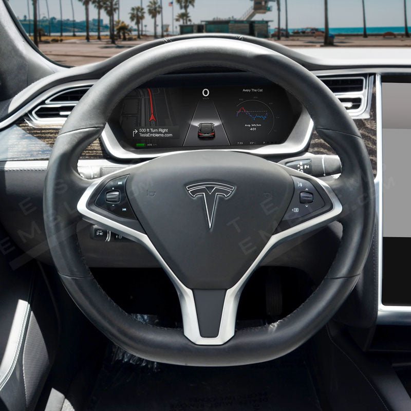3M Satin Black Tesla Steering Wheel Decals (4pcs)