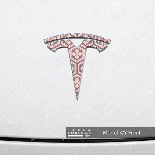 Sakura Hex Tesla Emblem Decals (Front + Back)
