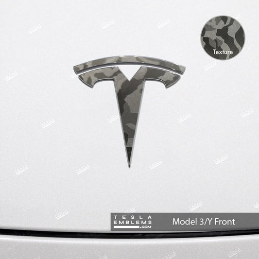 3M Shadow Black Camo Tesla Emblem Decals (Front + Back)